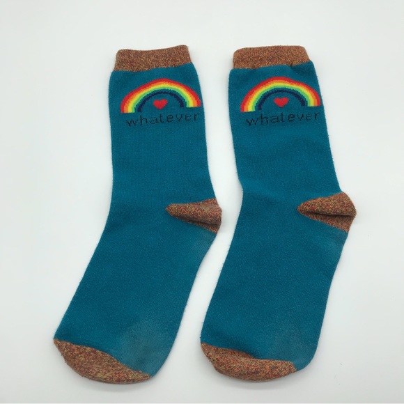 Blue Rainbow 'Whatever' Cute Pride Crew Socks Unisex One Size Comfy Novelty Sock - Picture 5 of 8